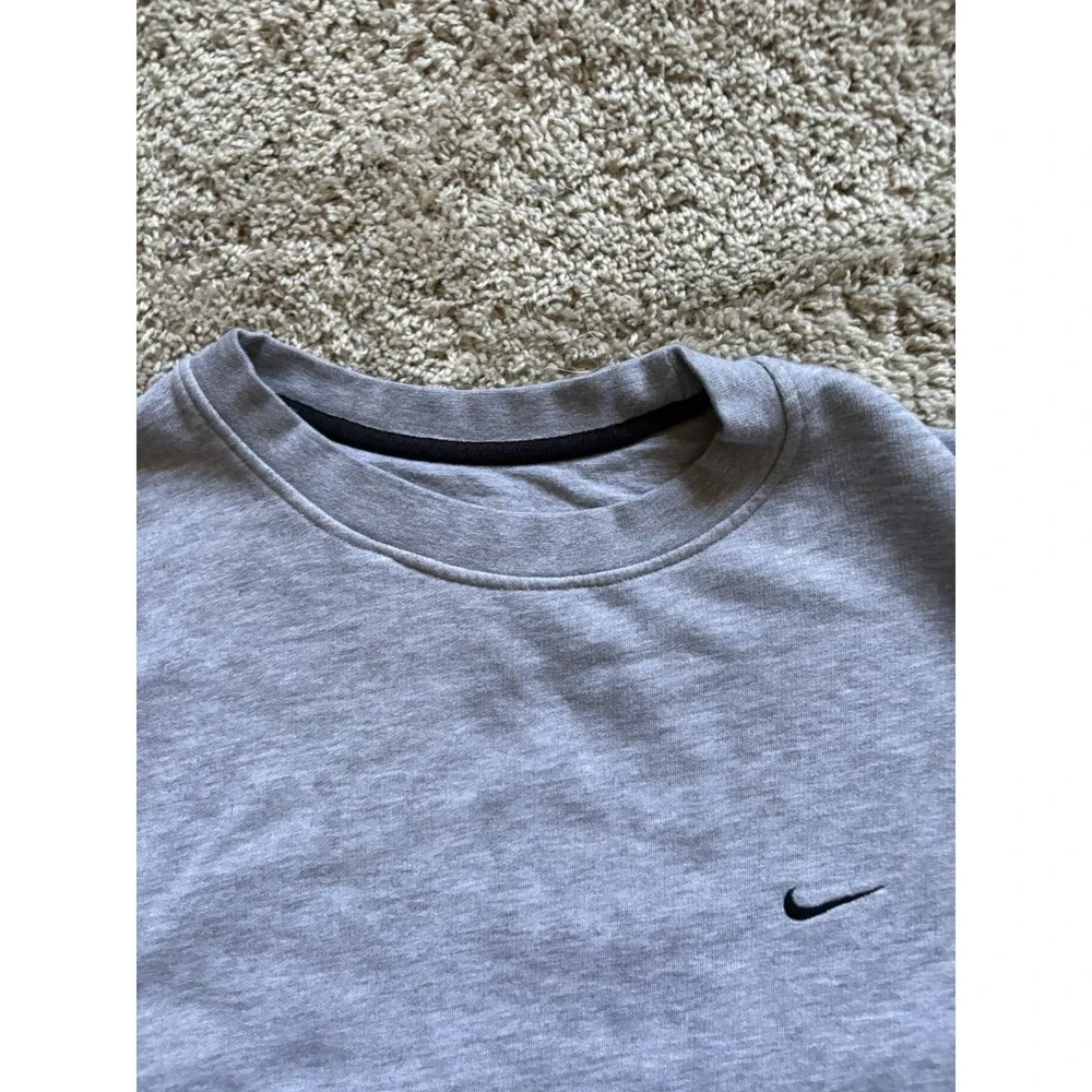 VINTAGE Nike Sweatshirt Mens Large Gray‎ Mini Swoosh Crewneck Essential 90s Y2K